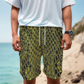 Lime Green And Black Snakeskin Print Men's Cargo Shorts