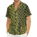 Lime Green And Black Snakeskin Print Men's Deep V-Neck Shirt