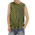 Lime Green And Black Snakeskin Print Men's Fitness Tank Top