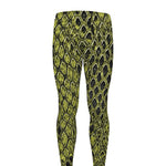 Lime Green And Black Snakeskin Print Men's leggings