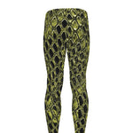 Lime Green And Black Snakeskin Print Men's leggings