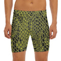 Lime Green And Black Snakeskin Print Men's Long Boxer Briefs