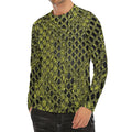 Lime Green And Black Snakeskin Print Men's Long Sleeve Rash Guard
