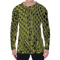Lime Green And Black Snakeskin Print Men's Long Sleeve T-Shirt