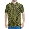 Lime Green And Black Snakeskin Print Men's Polo Shirt