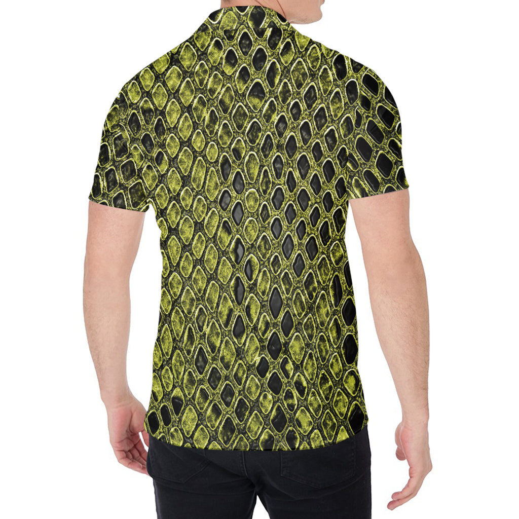 Lime Green And Black Snakeskin Print Men's Shirt