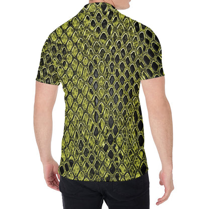 Lime Green And Black Snakeskin Print Men's Shirt