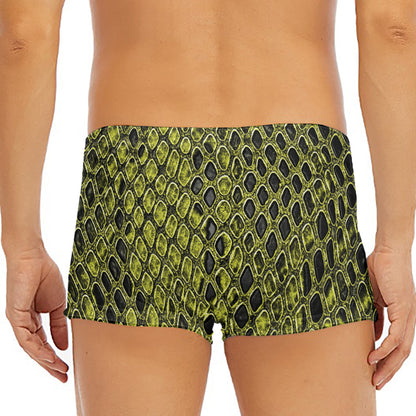 Lime Green And Black Snakeskin Print Men's Short Boxer Briefs