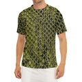 Lime Green And Black Snakeskin Print Men's Short Sleeve Rash Guard