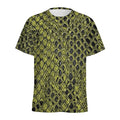 Lime Green And Black Snakeskin Print Men's Athletic T-Shirt