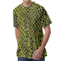 Lime Green And Black Snakeskin Print Men's Velvet T-Shirt