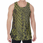 Lime Green And Black Snakeskin Print Men's Velvet Tank Top