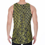 Lime Green And Black Snakeskin Print Men's Velvet Tank Top