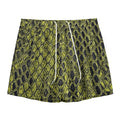 Lime Green And Black Snakeskin Print Mesh Shorts