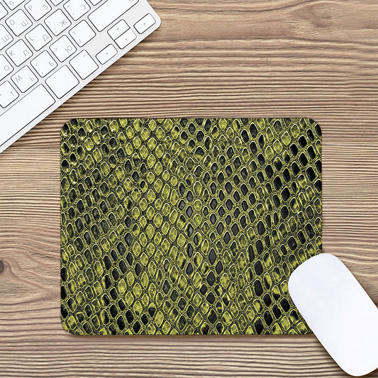 Lime Green And Black Snakeskin Print Mouse Pad