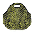 Lime Green And Black Snakeskin Print Neoprene Lunch Bag