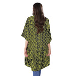 Lime Green And Black Snakeskin Print Open Front Beach Cover Up