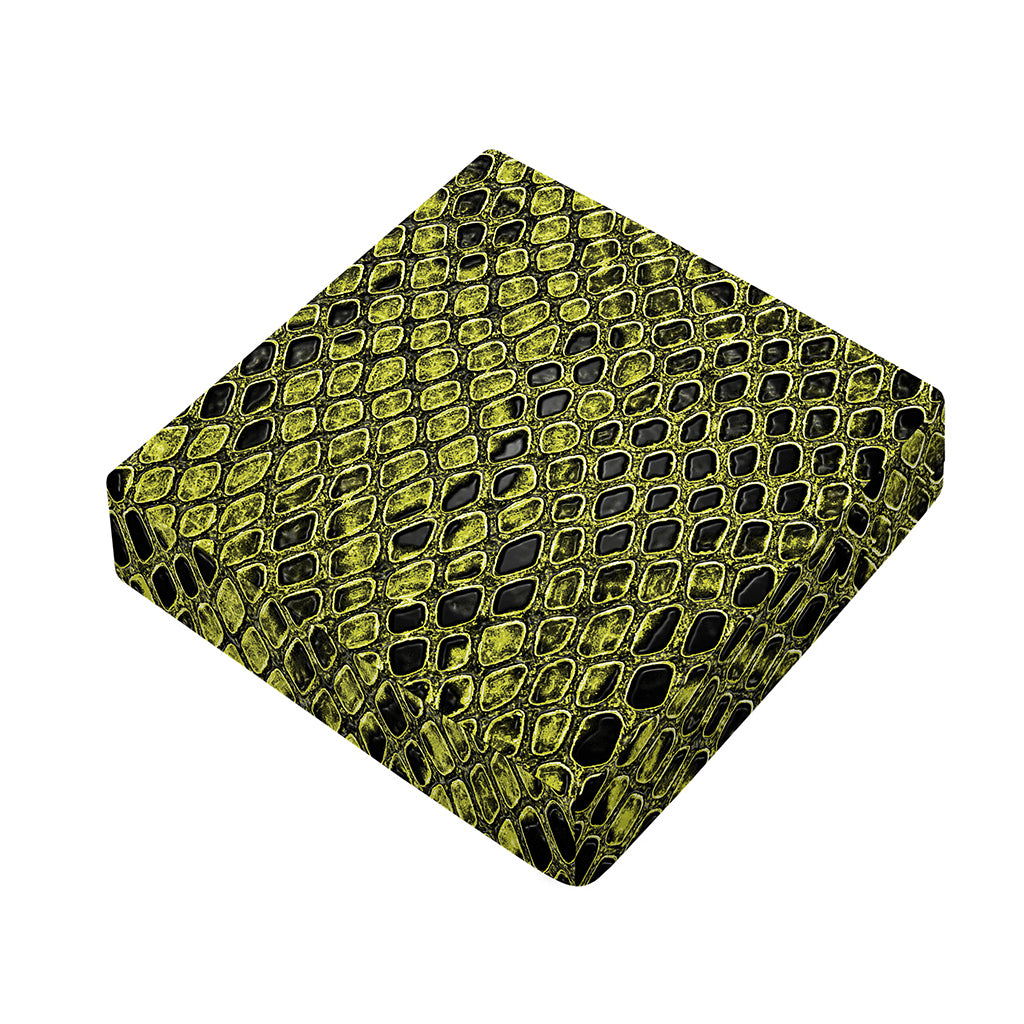 Lime Green And Black Snakeskin Print Outdoor Seat Cushion Cover