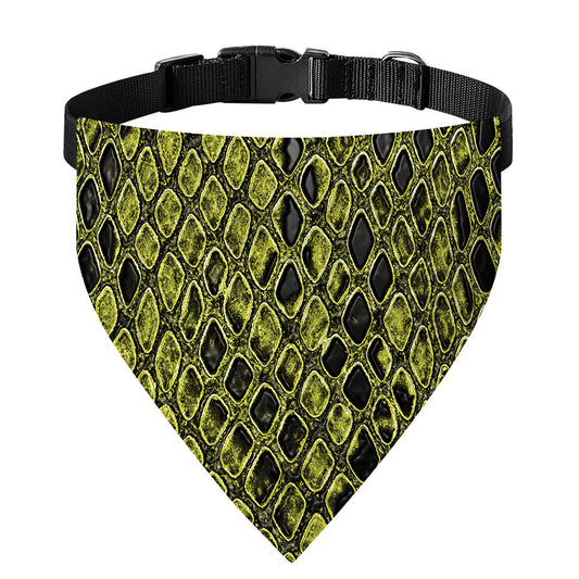 Lime Green And Black Snakeskin Print Over The Collar Dog Bandana