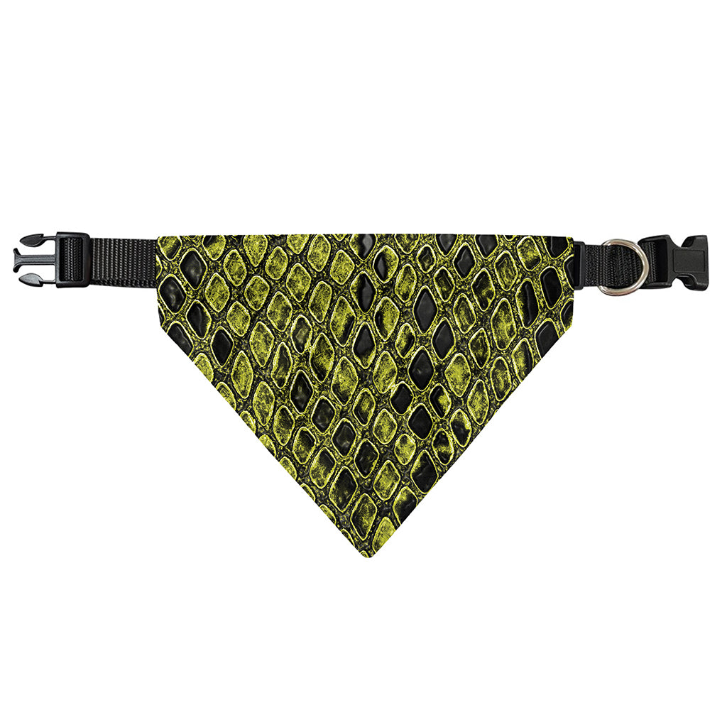 Lime Green And Black Snakeskin Print Over The Collar Dog Bandana