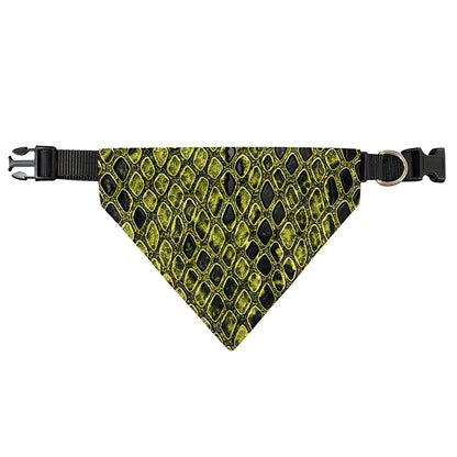 Lime Green And Black Snakeskin Print Over The Collar Dog Bandana