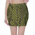 Lime Green And Black Snakeskin Print Pencil Mini Skirt