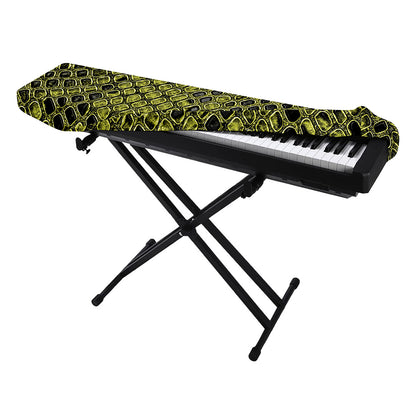 Lime Green And Black Snakeskin Print Piano Keyboard Cover