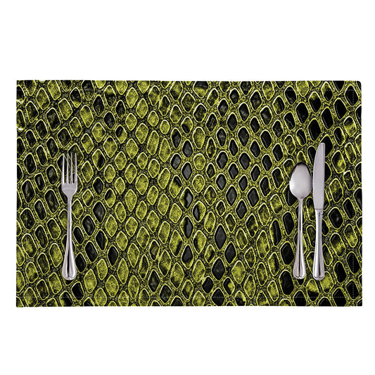 Lime Green And Black Snakeskin Print Placemat