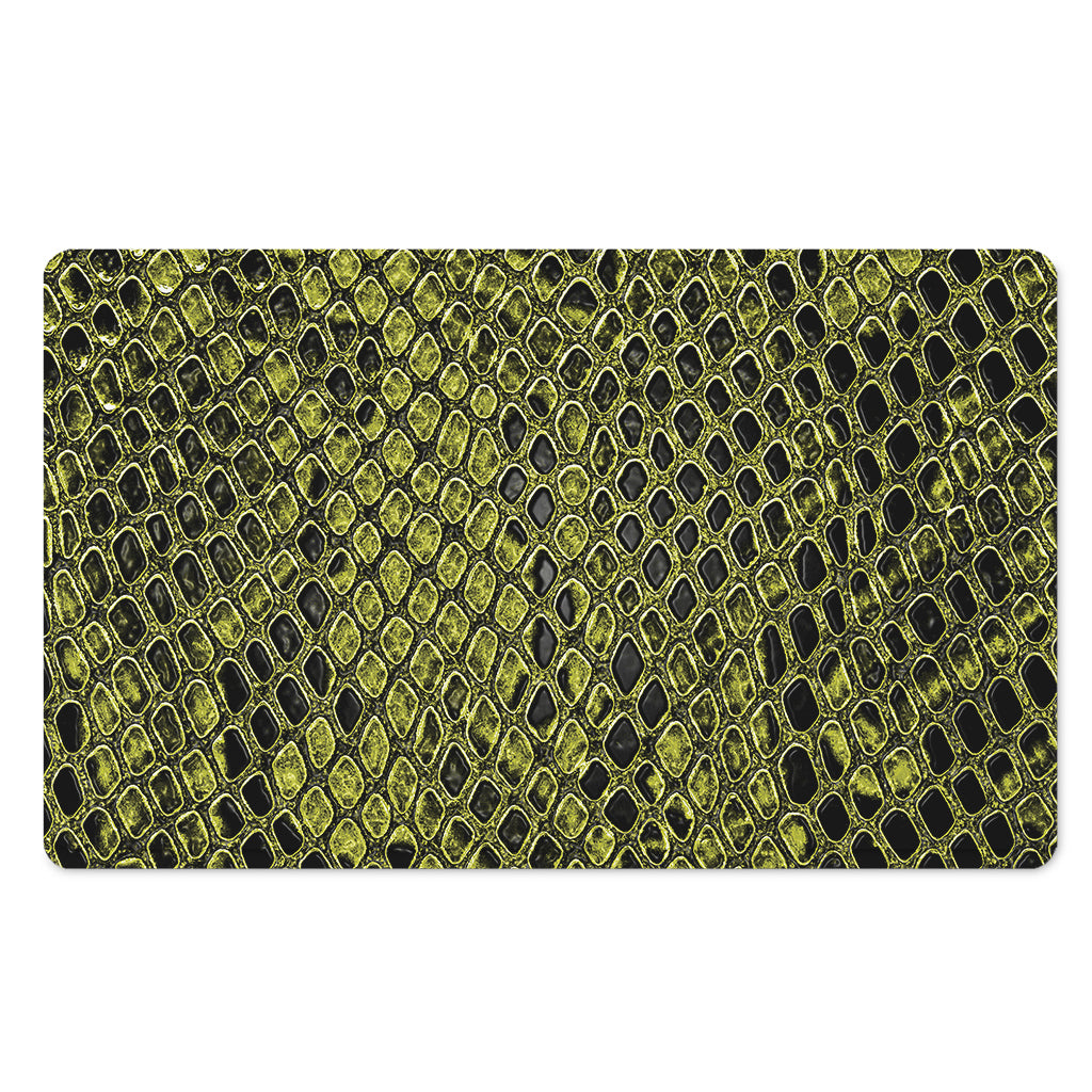 Lime Green And Black Snakeskin Print Polyester Doormat
