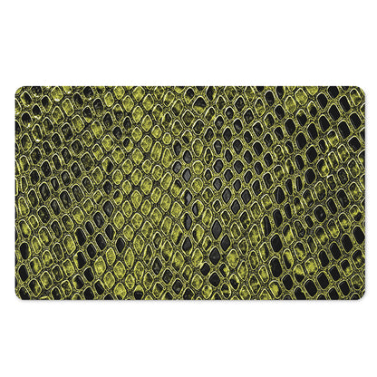 Lime Green And Black Snakeskin Print Polyester Doormat