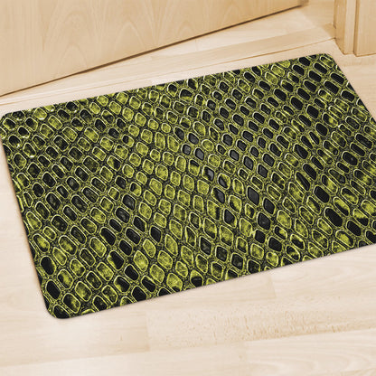 Lime Green And Black Snakeskin Print Polyester Doormat