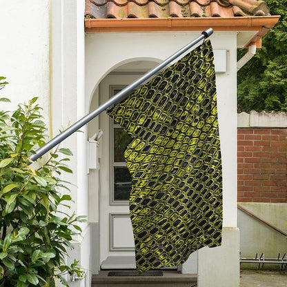 Lime Green And Black Snakeskin Print Polyester Flag