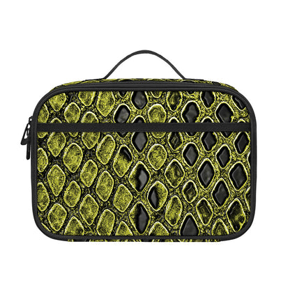 Lime Green And Black Snakeskin Print Portable Lunch Bag