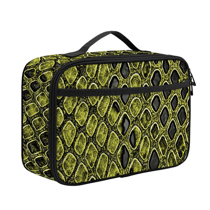 Lime Green And Black Snakeskin Print Portable Lunch Bag