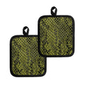 Lime Green And Black Snakeskin Print Pot Holders