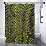 Lime Green And Black Snakeskin Print Premium Shower Curtain
