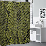 Lime Green And Black Snakeskin Print Premium Shower Curtain