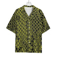 Lime Green And Black Snakeskin Print Rayon Hawaiian Shirt