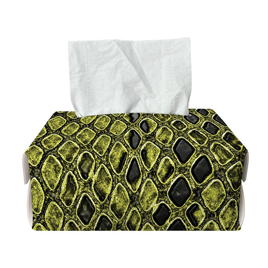 Lime Green And Black Snakeskin Print Rectangle Tissue Box Cover