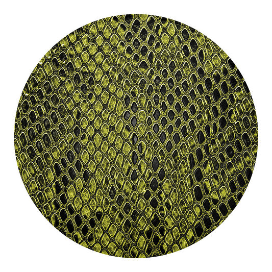 Lime Green And Black Snakeskin Print Round Blanket