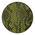 Lime Green And Black Snakeskin Print Round Floor Mat