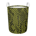 Lime Green And Black Snakeskin Print Round Laundry Basket