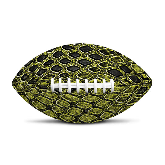 Lime Green And Black Snakeskin Print Rugby Ball