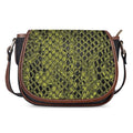 Lime Green And Black Snakeskin Print Saddle Bag