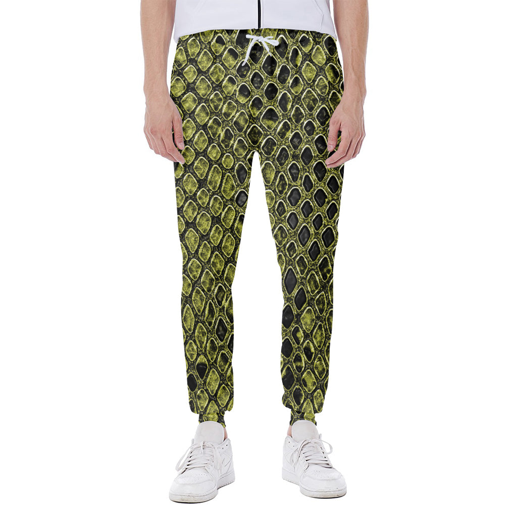 Lime Green And Black Snakeskin Print Scuba Joggers