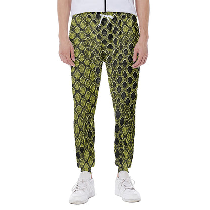 Lime Green And Black Snakeskin Print Scuba Joggers