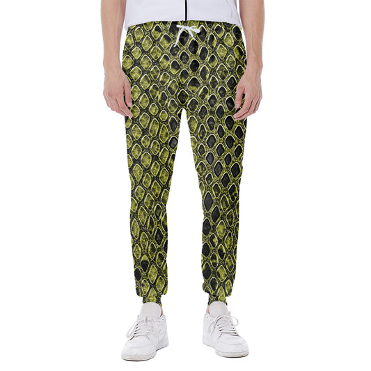 Lime Green And Black Snakeskin Print Scuba Joggers