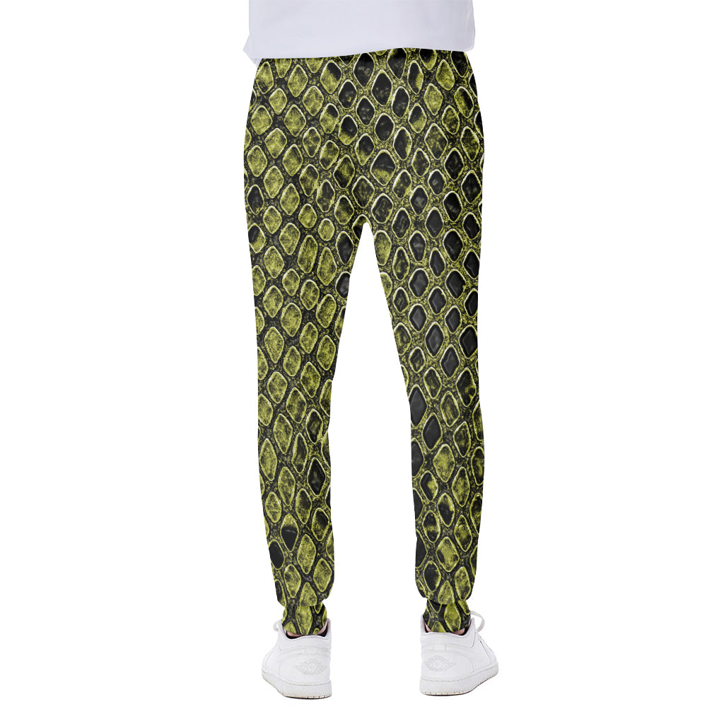 Lime Green And Black Snakeskin Print Scuba Joggers
