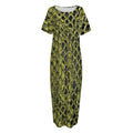 Lime Green And Black Snakeskin Print Short Sleeve Long Nightdress