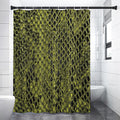 Lime Green And Black Snakeskin Print Shower Curtain